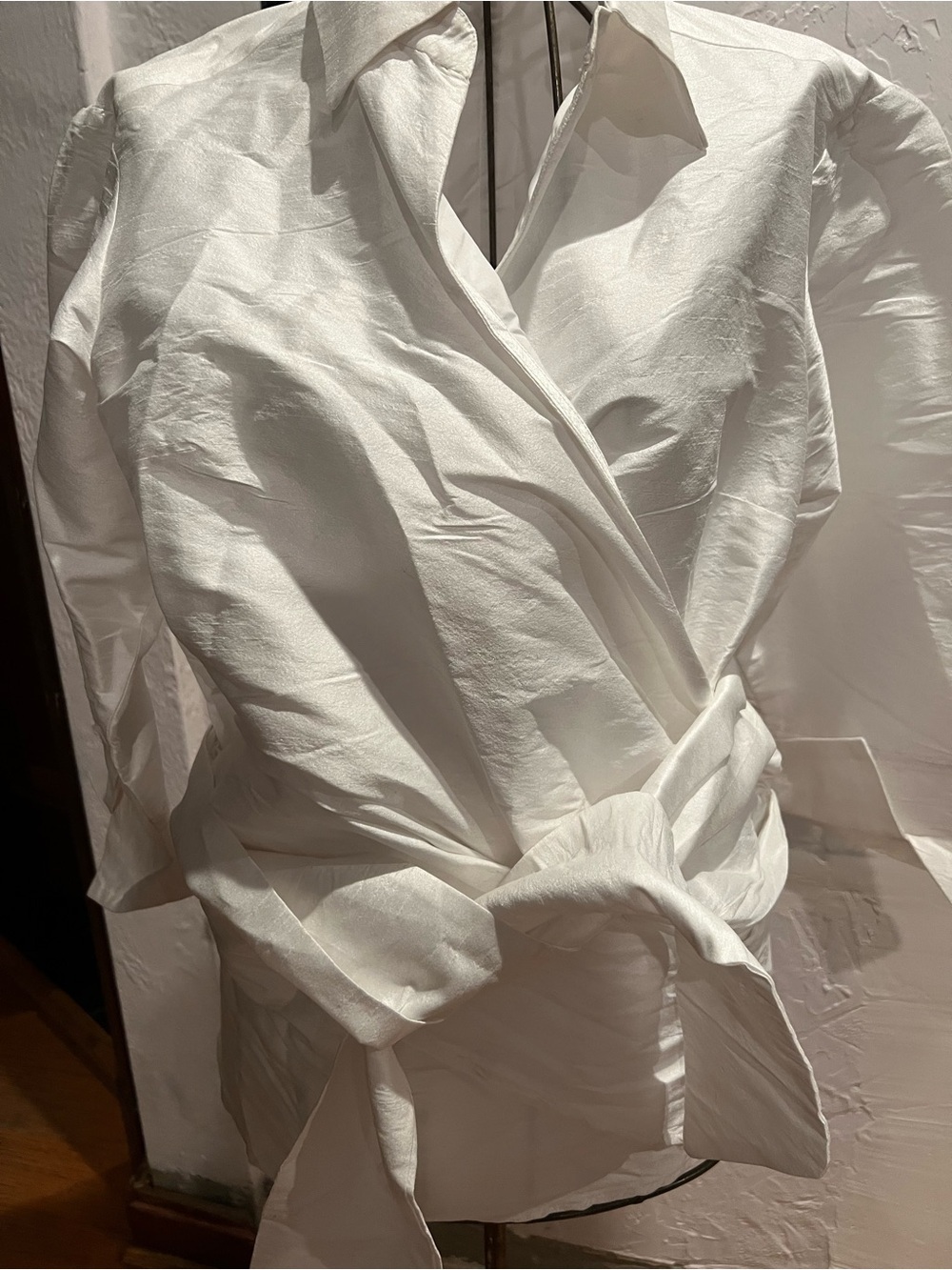 Zapelle White Wrap-Front Shirt Blouse - Women's Top